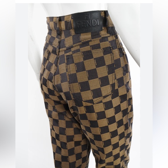 FENDI $1500 JEANS Jacquard Check Logo 8/10 (IT47) 32”waist - Picture 11 of 13